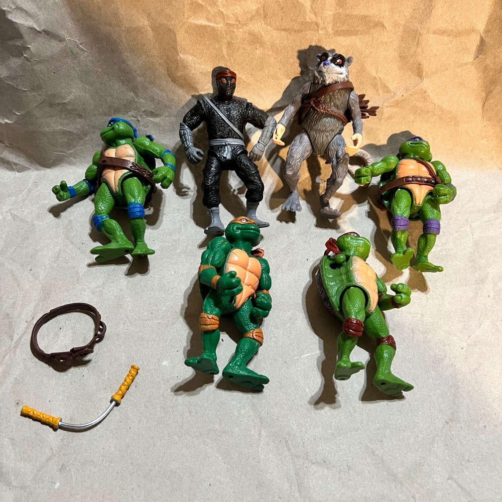 Playmates 5in TMNT Action Figure Lot 1992 Movie Star Splinter Foot Soldier Green